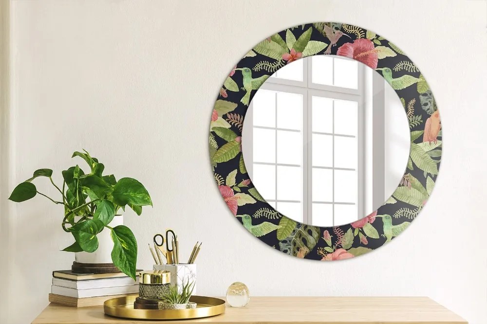 Okrúhle ozdobné zrkadlo Hibiscus kvety fi 50 cm