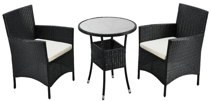 InternetovaZahrada Balkónový set Bayamo - čierny + krémové podušky