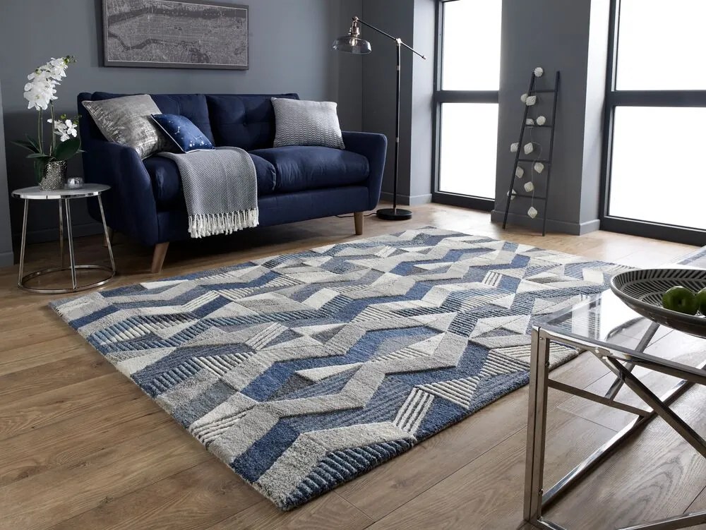Flair Rugs 160x230 cm Kusový koberec Moda Asher Blue, modrá, chodba / predsieň