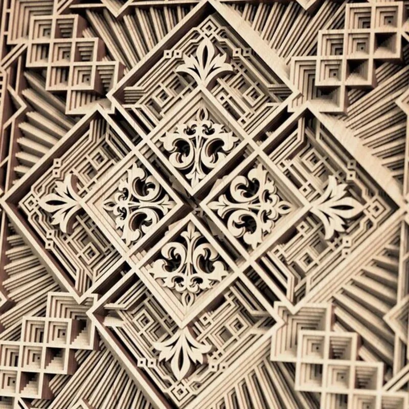 Vyrezávaná drevená 3D mandala na stenu | SENTOP PR0461