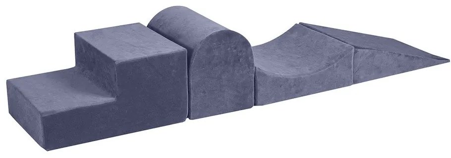 Sivomodré zamatové penové ihrisko 45x193x30 cm Montessori – Meowbaby