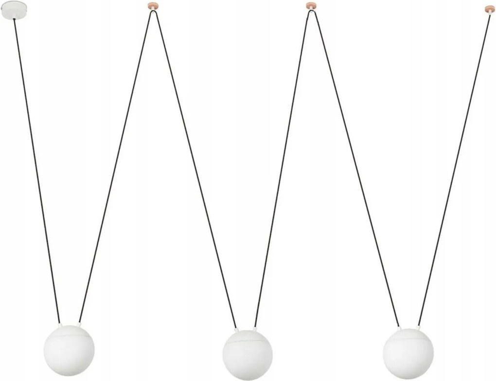 Závesné svietidlo Faro Mine Glass Space 3L biela, variabilná inštalácia, E27,