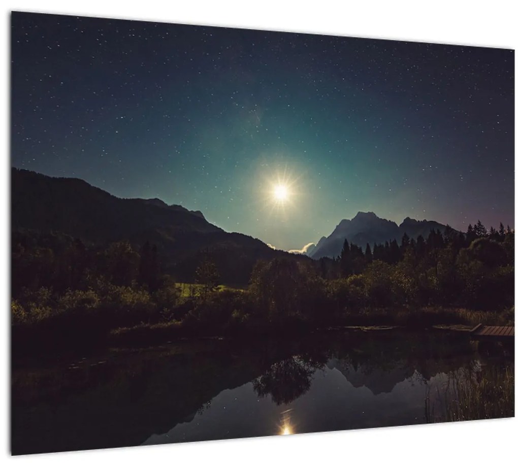 Sklenený obraz - nočná obloha (70x50 cm)