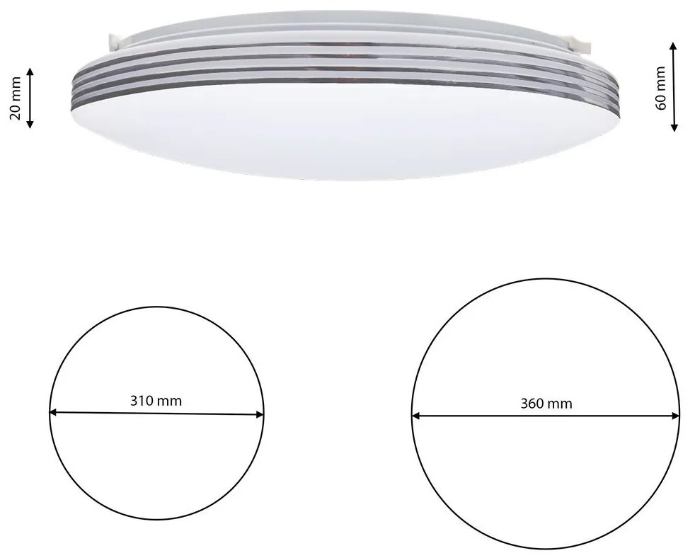 Stropné LED svietidlo Siena, 1x LED 25w, 3000-6000k, ch