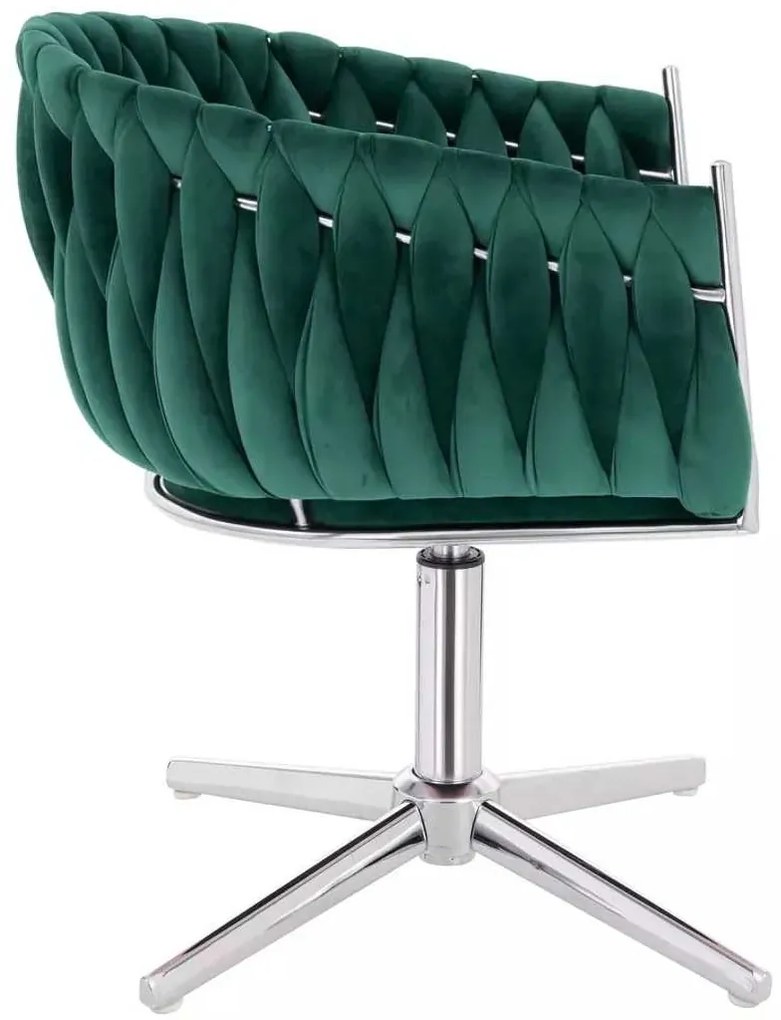 LuxuryForm DESIGN Stolička NORDEN VELUR na striebornom kríži - zelená