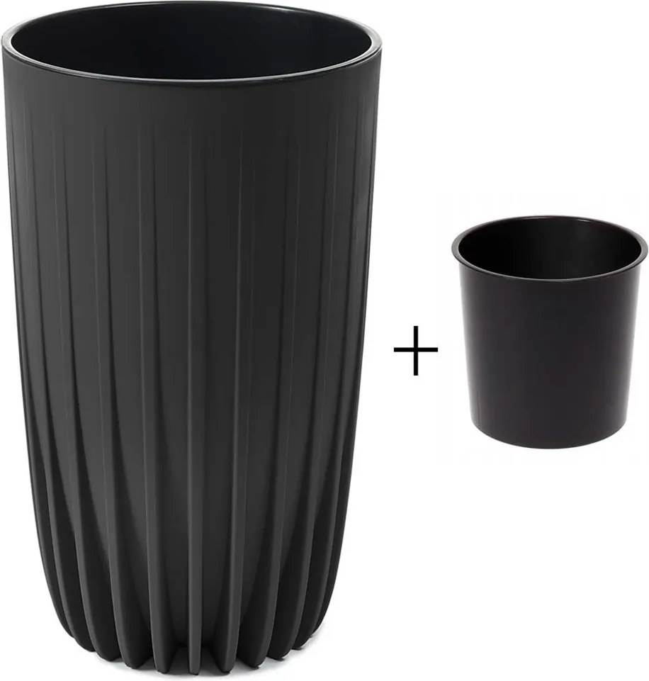 PLASTOVÝ KVETINÁČ STRIPPED ECO 51X30 CM ČIERNA