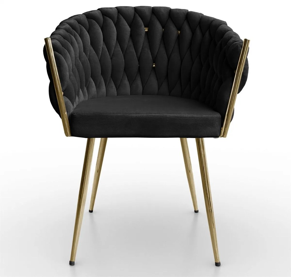 DIZAJNOVÁ STOLIČKA SHELLY ČIERNY ZAMAT + ZLATÁ