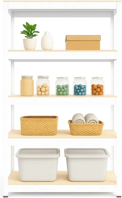 Akcia 5x Regál 180x90x40 cm lakovaný 5-policový, nosnosť 875 kg - biely