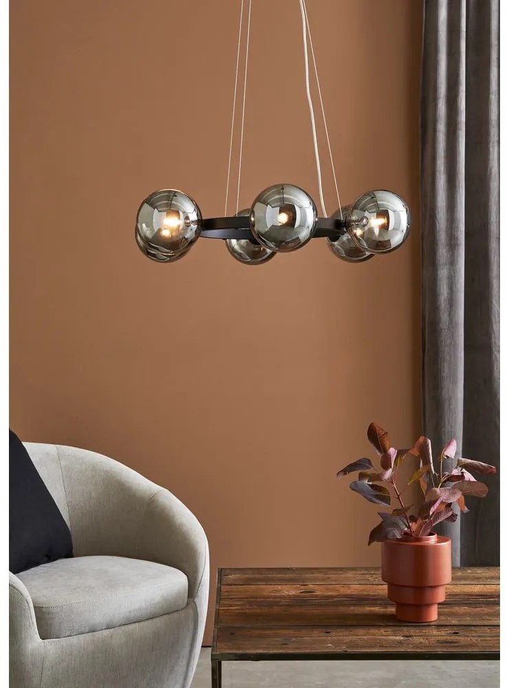 Závesné svietidlo s čiernou konštrukciou Markslöjd Circle 6L