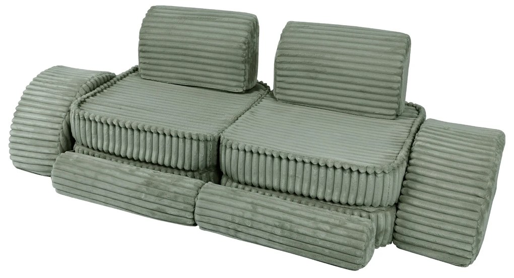 MeowBaby® Churros detská pohovka Max, Olive Sage Green