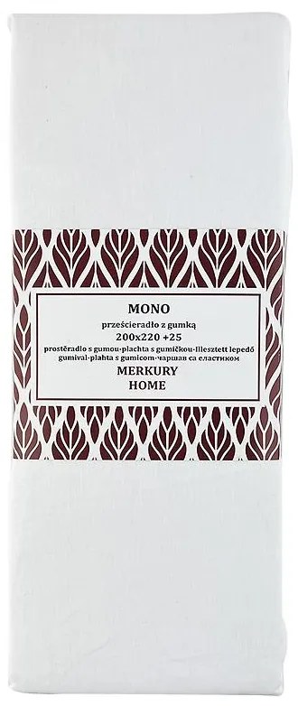 Napínacia plachta Mono  bavlna biela 220x200 + 25 Merkury Home