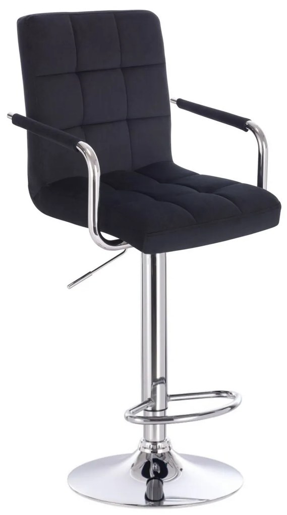 LuxuryForm DESIGN Barová stolička VERONA VELUR na striebornom tanieri - čierna