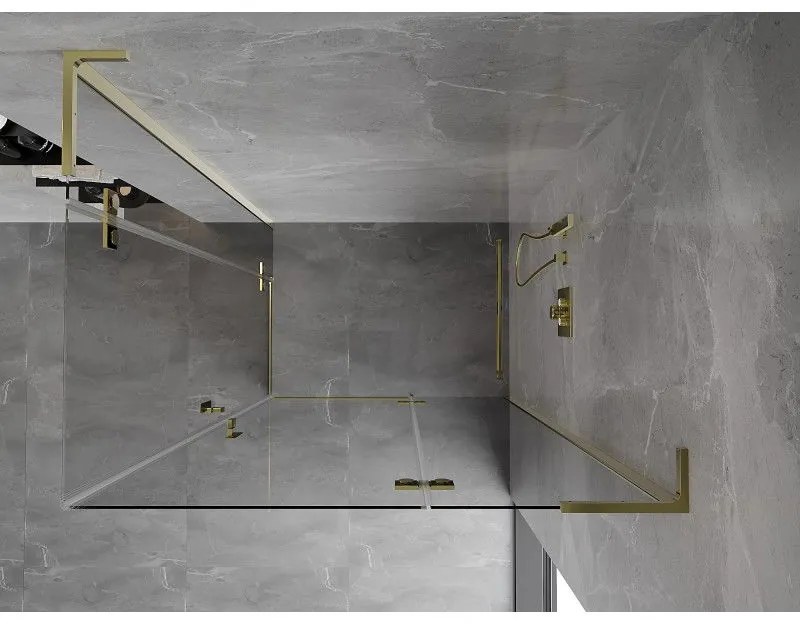 Mexen Mist-H L Duo, 2-krídlový sprchový kút 80 x 95 cm, číre sklo, zlatý lesklý profil, 8A5L-080L-095P-50-00