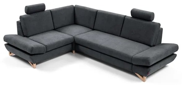 Rozkladacia rohová čalúnená sedacia súprava s úložným priestorom do L AVESTA ľavá antracit