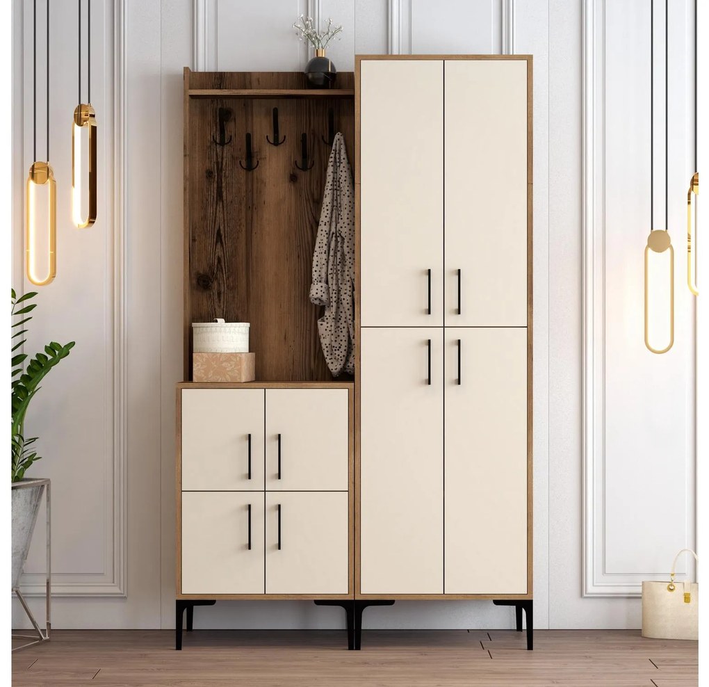 Predsieňová stena Betina BA (orech + krémová). Akcia -18%. Vlastná spoľahlivá doprava až k Vám domov. 1088299