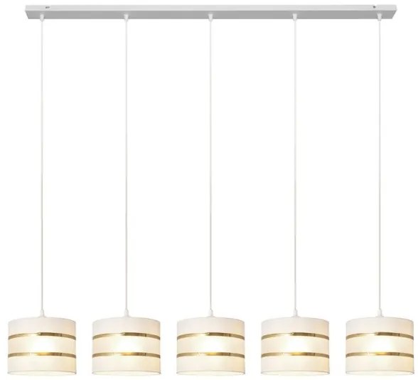 Luster na lanku HELEN 5xE27/15W/230V biela/zlatá