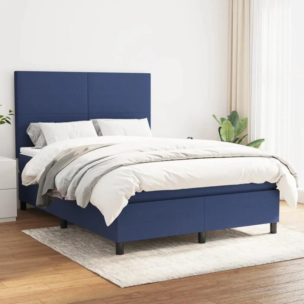 Boxspring posteľ s matracom modrý 140x190 cm látka 3141615