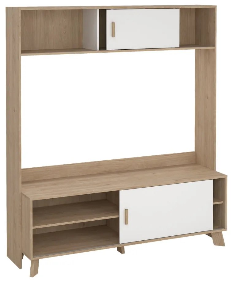 Biela/v prírodnej farbe TV zostava v dekore duba 159x181x48 cm Ikast – Tvilum