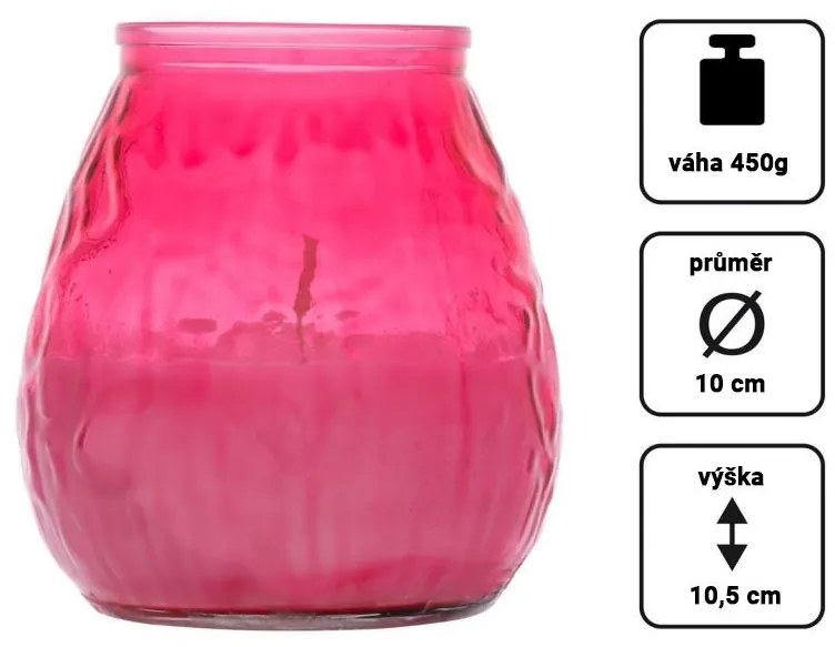 Nexos 86225 Sada sviečok v ružovom skle, 10 cm, 4 ks