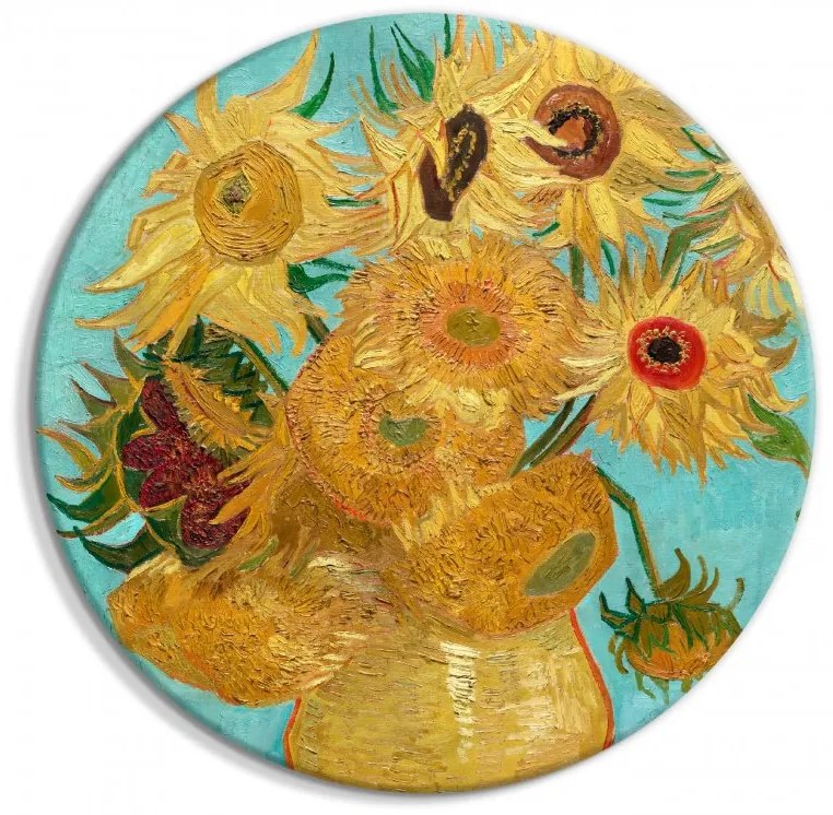 Artgeist Okrúhlý obraz - Vase with Twelve Sunflowers (Vincent van Gogh) Veľkosť: 60x60