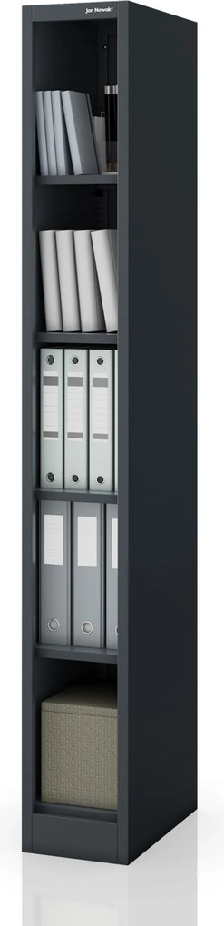 Úzky kovový archivačný regál na dokumenty antracitový, 250x1850x450 mm: TIM