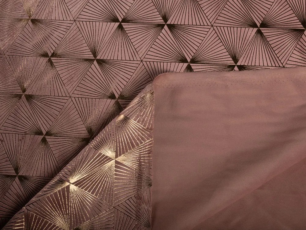 Biante Zamatový behúň na stôl Isabela IBL-009 Rose Gold trojuholníky na staroružovom 20x120 cm