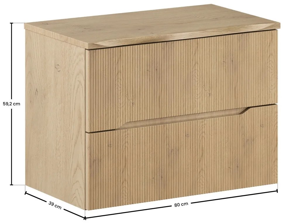 Závesná skrinka pod umývadlo Severská príroda s doskou 80 cm dub cremona