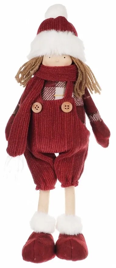 Vianočná dekorácia látkové dievčatko Lacláče, v. 35 cm, červená