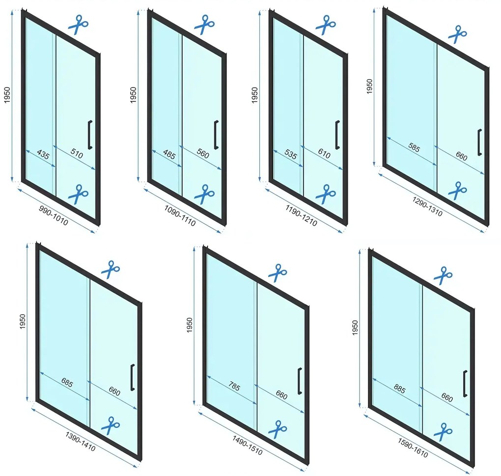 Rea Rapid Slide Wall, 3-stenný sprchovací kút s posuvnými dverami 130 (dvere) x 80 (stena) x 195 cm, 6mm číre sklo, chrómový profil, KPL-09109
