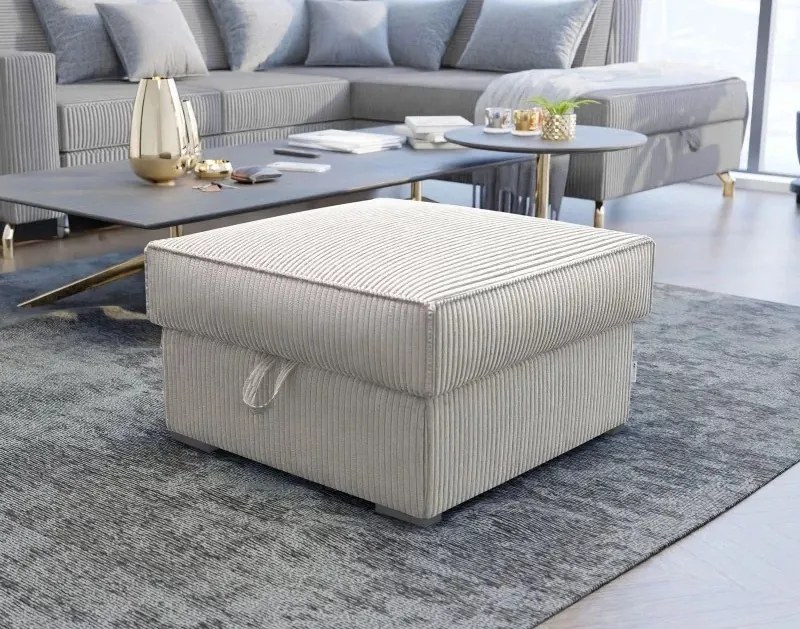 Krémový taburet SMART COSARO s úložným priestorom 65x65 cm