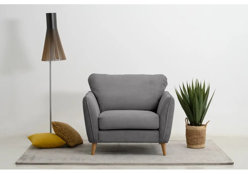 Tmavosivé menčestrové kreslo Paris – Scandic