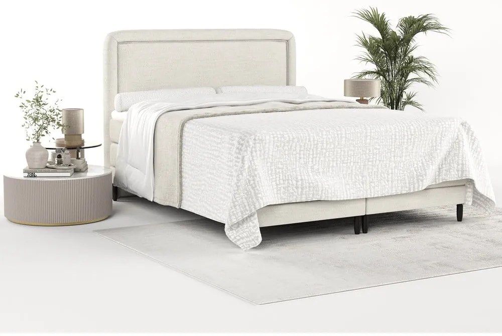 Krémovobiela boxspring posteľ 200x200 cm Dove – Maison de Rêve