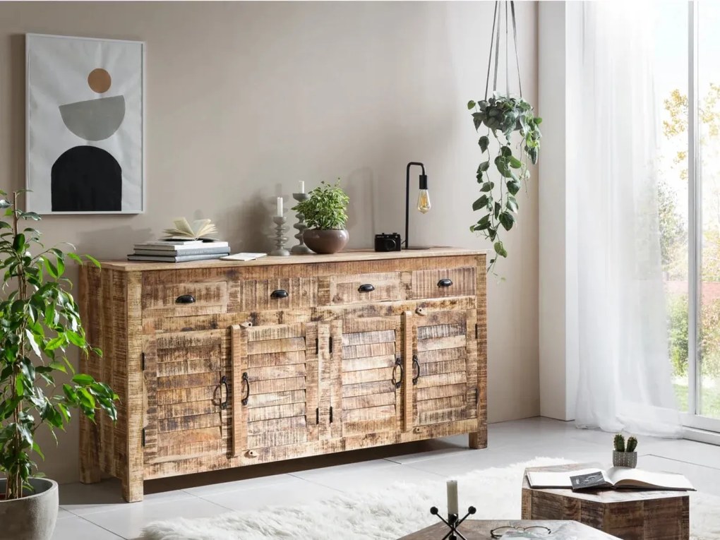 furniture-nabytek.cz - Masivní příborník Caribou II z mangového dřeva, lakovaný, přírodní barva