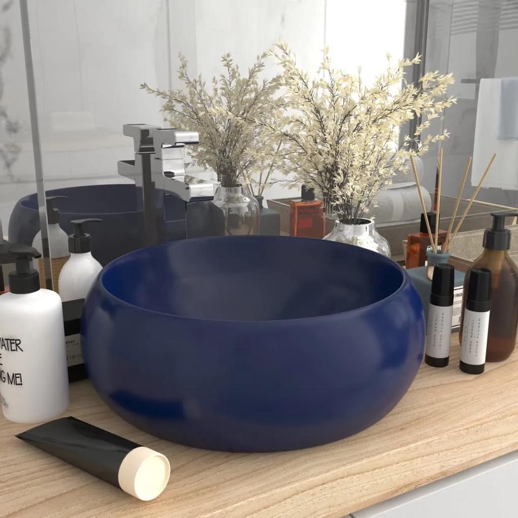vidaXL Luxusné umývadlo, okrúhle, matné tmavomodré 40x15 cm, keramika