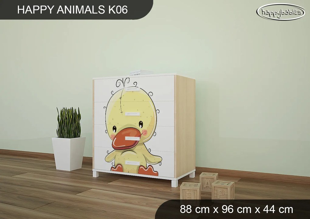 Detská komoda ZVIERACIE KAMARÁDI - TYP 6 - svetlá hruška