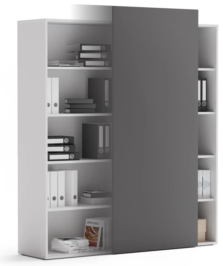 PLAN Skriňa vysoká otvorená BLOCK White, 1600 x 400 x 1748, grafitová