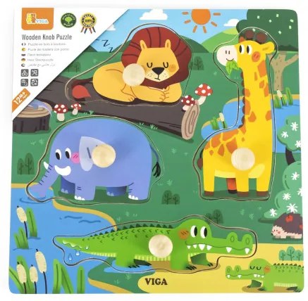 Puzzle s rúčkami Viga 44593 divoké zvieratká
