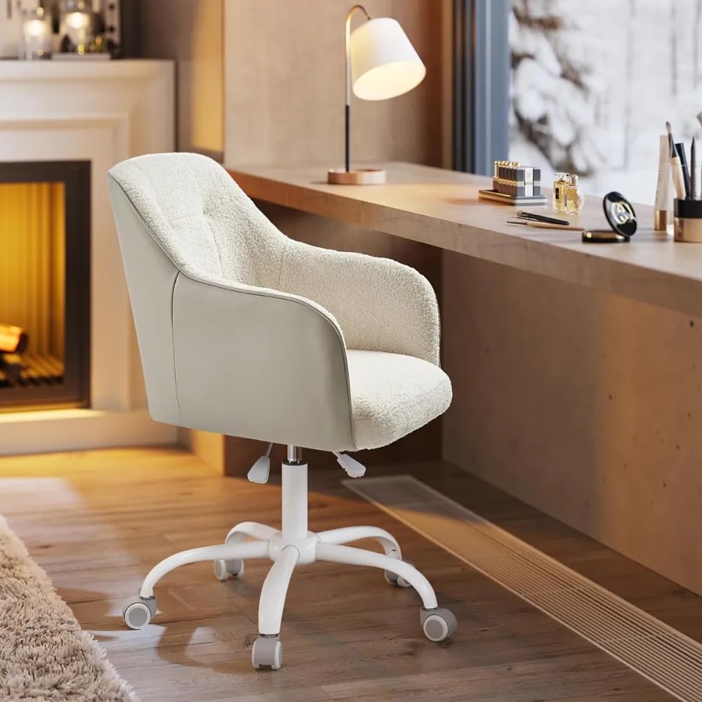 Kancelárska stolička SABINA, max. 110kg, biela/béžová SongmicsHome