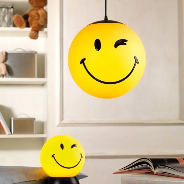ONLI - Detský závesný luster na lanku SMILEY 1xE27/15W/230V žltá