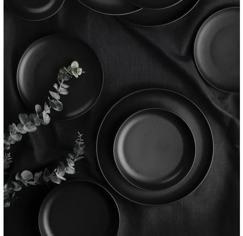 18-dielna jedálenská sada čierna/porcelán
