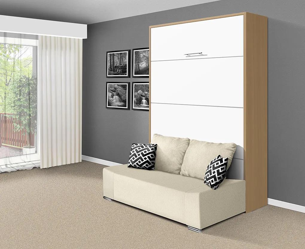 Nabytekmorava Sklápacia posteľ s pohovkou VS 21058P 200x160 farba pohovky: Hnedá, Typ farebného prevedenia: Orech / dvere biele