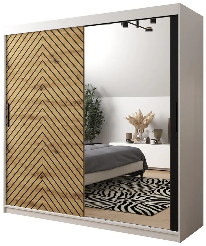 Skriňa Jodełka 2 200 biely/dub Artisan/čierna