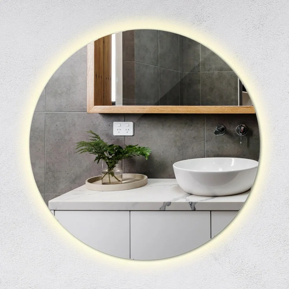 Okrúhle zrkadlo s led osvetlením fi 90 cm Teplé svetlo (3000K)