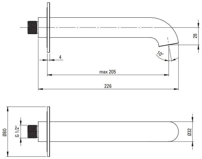 Deante Silia, vaňová výlevka 226 mm, čierna matná, DEA-NQS_N81K