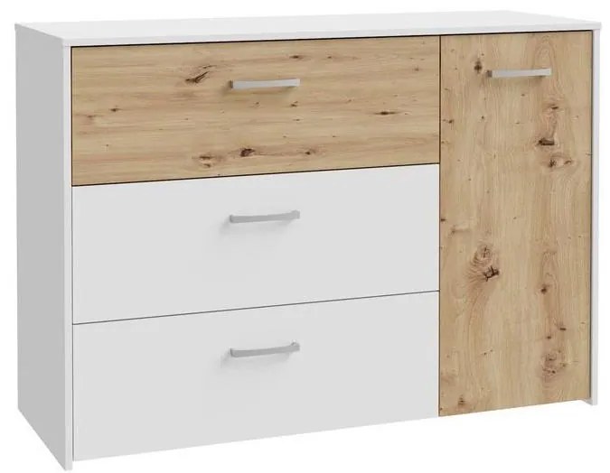 Komoda s zásuvkami URO dub artisan/ biela
