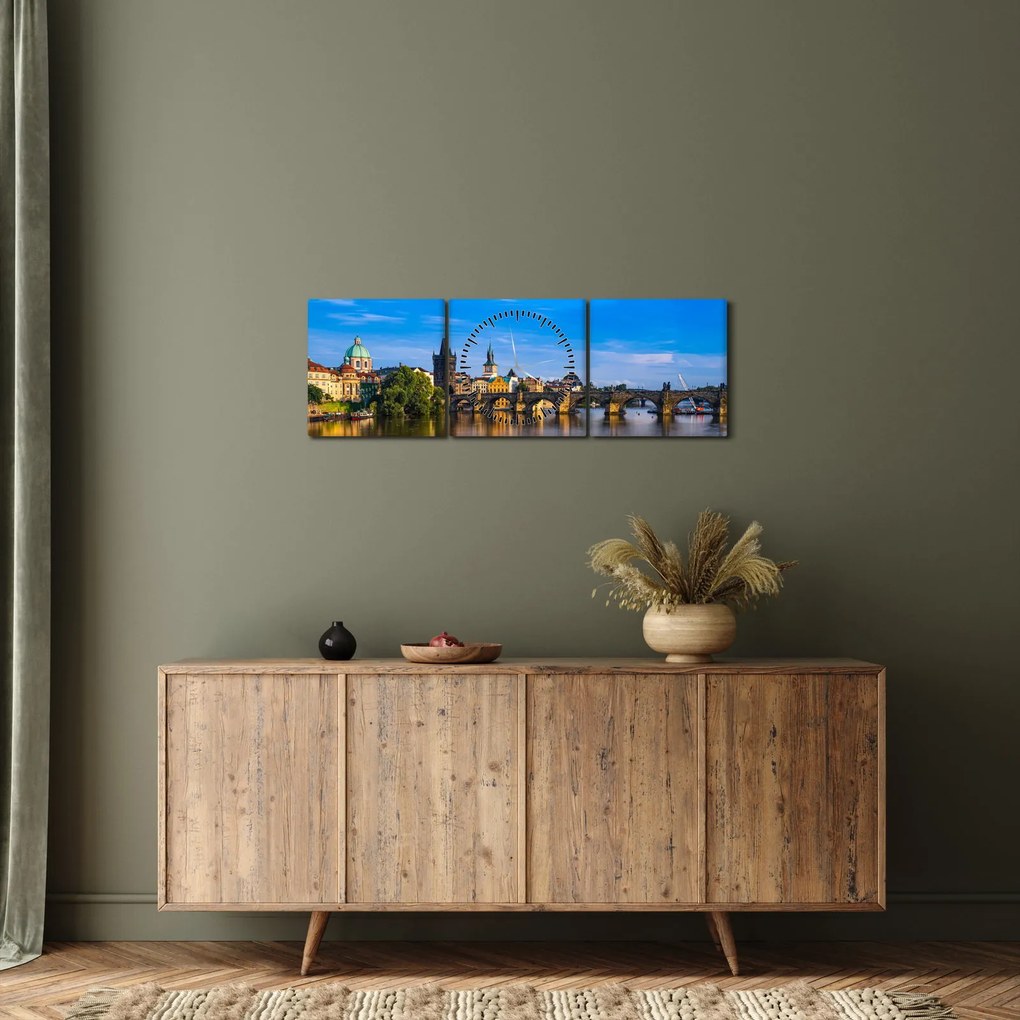 Obraz Karlovho mosta (s hodinami) (90x30 cm)