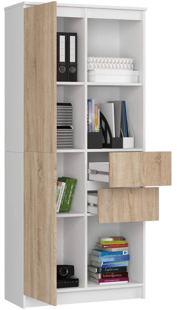Skriňa Rexa II 80 cm biela/dub sonoma