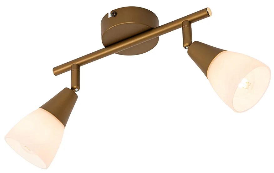 Klasické stropné bodové svietidlo zlaté s matným sklom 2-svetlo - Madi