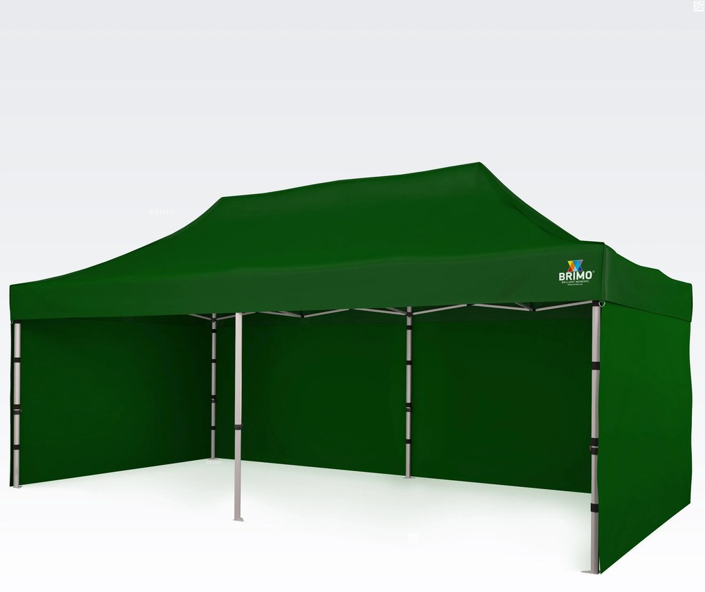 BRIMO Nožnicový párty stan EXCLUSIVE ALU 3x6 m s 3 stenami zelený