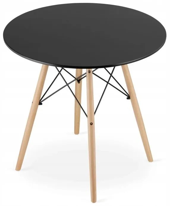 Jedálenská zostava TODI 80cm okrúhly stolový set čierny + 4 stoličky LAGO sivé